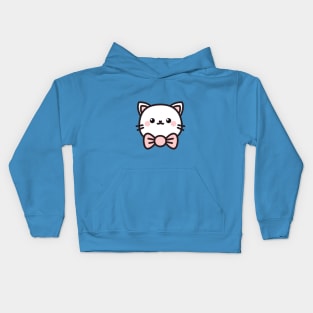 Cute cat with bow Kids Hoodie